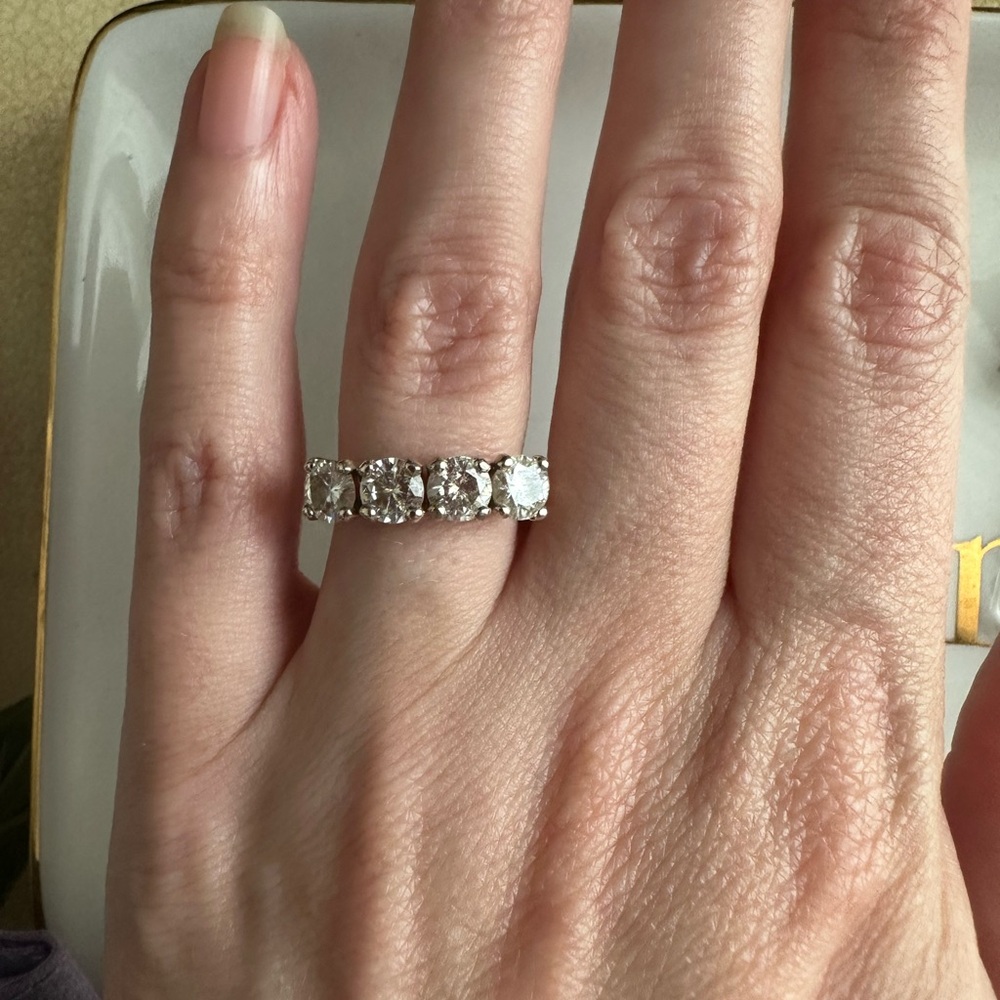 Moissanite 4 stone eternity/anniversary band